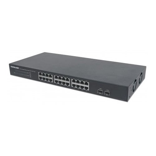 Intellinet 24-Port Gigabit Ethernet Switch With 2 Sfp Ports - 24 X 10/100/1000 Mbps Rj45 Ports + 2 X Sfp, Ieee 802.3Az (Energy Efficient Ethernet), 19" Rackmount, Metal, Retail Box, 2 Year Limited Warranty