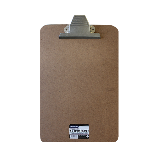 Marlin A4 Masonite Clipboard- Includes Strong Metal Quick Spring Clip Size 240mm X 340mm Perfect To Keep Documentation In Place Colour Natural Brown