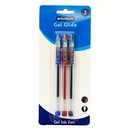 Marlin Gel Glide Gel Ink Pens Assorted Colours: (Blue Black Red) ( Pack of 3 )