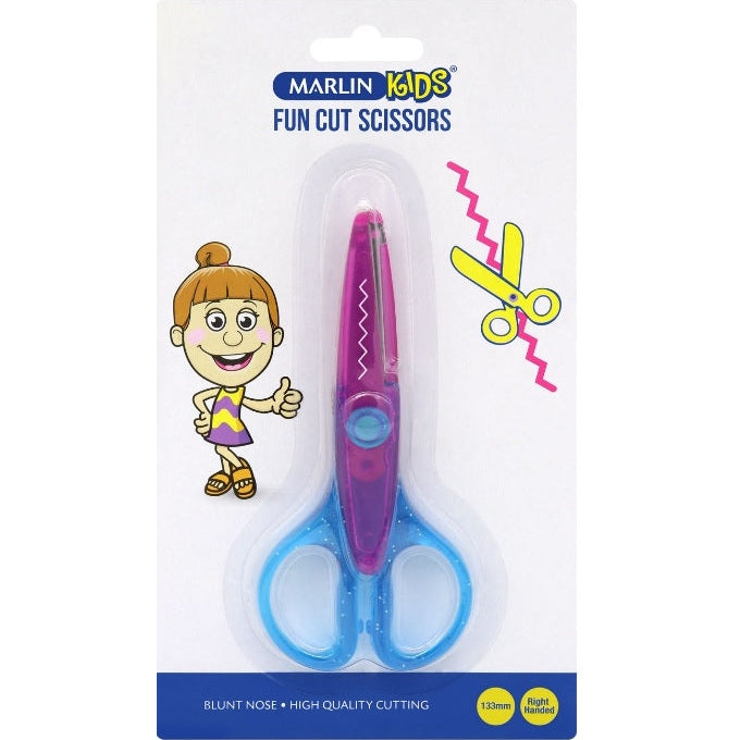 Marlin Kids Scissor Fun Cut -130mm Blunt Nose Soft Grip Handle Scissors Comfortable For Both Right And Left Hand Use Plastic and Stainless Steel Blades