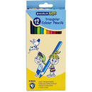 Marlin Kids Colour Pencils Long Triangular Pack of 12-Ideal for beginners Reduced Hand fatigue Allows for Smooth drawing 2.8mm Thick Leads