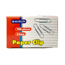Marlin Silver 33mm Paper Clips Box of 100 Pieces- Bind And Organise Loose Papers Or Cash Together Silver Nickel Plated Paper Clips Perfect For Home School And Any Business Environment