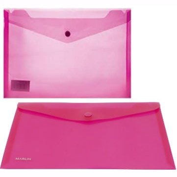 Marlin A4 Pink Carry Folder with Press Stud on Flap Pack of 5- PVC Material 180 Micron Perfect For Documents And Envelopes