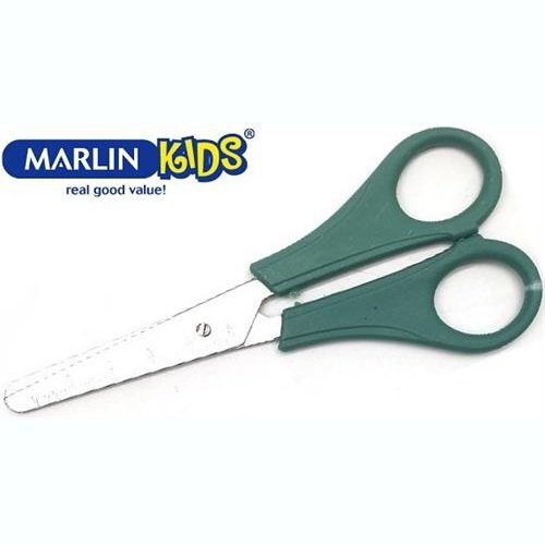 Marlin Kids Multi Use Blunt Nose Tip Scissors Green-Length 130Mm, Durable Stainless-Steel Blades, Rounded Handles Designed For Use By Right- Or Left-Handed Students, Package In A Polybag, No Warranty