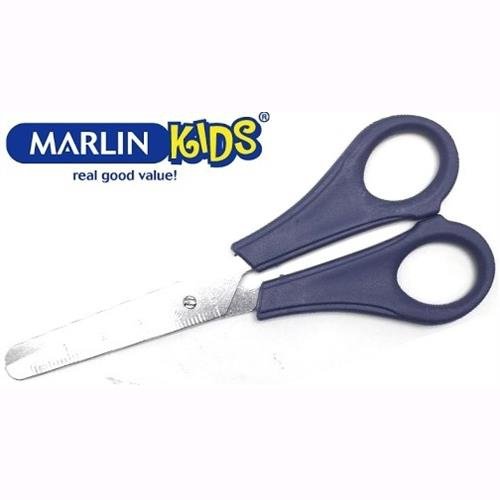 Marlin Kids Multi Use Blunt Nose Tip Scissors Blue-Length 130Mm, Durable Stainless-Steel Blades, Rounded Handles Designed For Use By Right- Or Left-Handed Students, Package In A Polybag, No Warranty