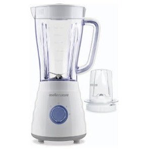 Mellerware Jug Blender With Coffee Mill- 1.5 Litre Plastic Jug 500w Power 2x Speed With Pulse Function Stainless Steel Blades Includes 4x Metal Straws Built In Filter Colour White 1 Year Warranty