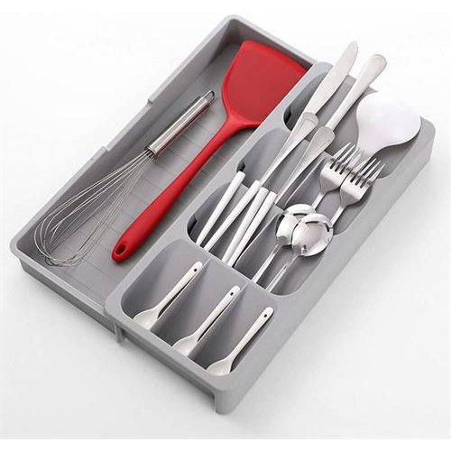 Casey Cutlery 9 Compartments Drawer Organizer Colour Grey - A revolutionary way to store your cutlery. The ideal solution for those short on kitchen drawer space this compact organizer frees up room for all your other utensils and gadgets.