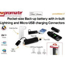 Promate Pocketmate Lt Pocket-Size Back-Up Battery With In-Built Lightning And Micro-Usb Charging ( Portable Power Bank With Three Concealed Interfaces:Apple Charger A Micro-Usb Charger And A Usb Dock To Power The Device ) Connector For Ipod And Iphonep...