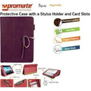 Promate Agenda Premium Protective Leather Case with Stylus Holder and Card Slot for iPad Air-Purple 1 Year Warranty