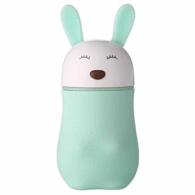 Casey Lovely Rabbit Shaped Multifunctional Portable 180ml USB Humidifier Air Purifier Mist Maker with LED light For Home Office and Car-Green