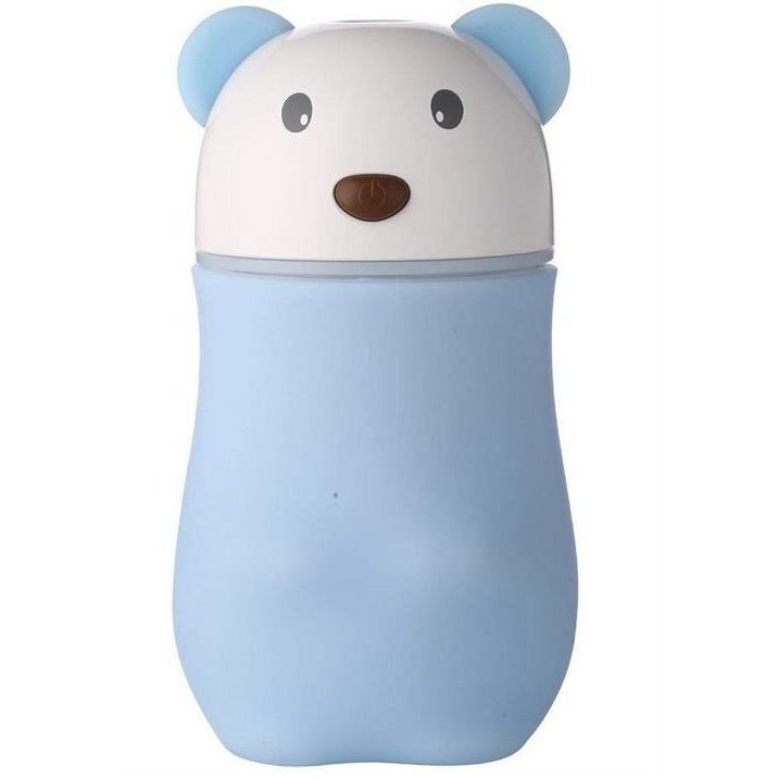 Casey Lovely Bear Shaped Multifunctional Portable 180ml USB Humidifier Air Purifier Mist Maker with LED light For Home Office and Car-Blue
