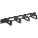 Intellinet 19" Cable Management Panel (711074)- 1U 4 long plastic rings Black 2 year Limited Warranty