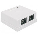 Intellinet Locking Cat6 UTP Mount Box - 2 Port UTP Mount Box Locking Function White
