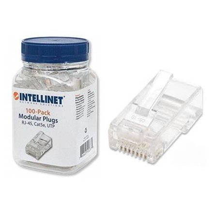 Intellinet 100-Pack Cat5E Rj45 Modular Plugs, Retail Box, No Warranty