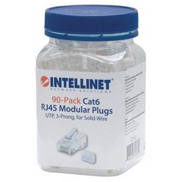 Intellinet CAT6 UTP 3-prong terminal for solid wire RJ45 Modular Plugs Gold-Plated Contact Points - 90-Pack
