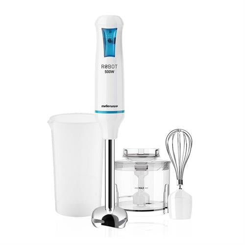 Mellerware Stick Blender With Attachments Stainless Steel White Single Speed 500W "Robot 500 Inox" 2 year warranty