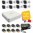 Hilook 8 Channel Dvr With 8x 1080p Hd Bullet Cameras Diy Combo Kit - Includes 1tb Hard Drive, 8x 18m Pre-built Rg59 Cables, 1x 12v 5a Psu, 1x 8 Way Power Splitter, Hdmi And Vga Outputs, 10/100 Mbps Rj45 Utp Network Port, Usb 2.0 Port, H.264+ Compression,