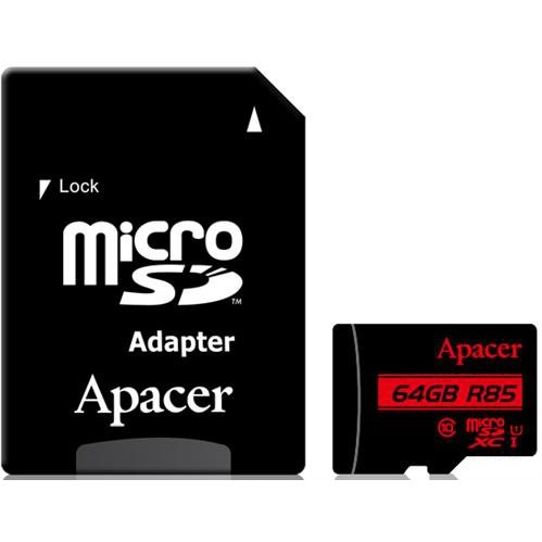 Apacer 64Gb Class 10 Micro-Sd+Adaptor , Retail Box , Limited Lifetime Warranty