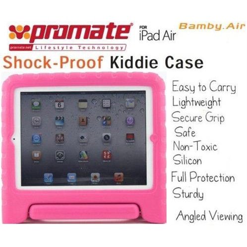 Promate Bamby.Air-Shockproof Impact resistant case with convertible stand for iPad Air-Pink 1 Year Warranty