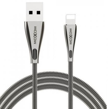 Geeko Moxom Cc31Ios Lightning Interface Usb Data Sync And Charging Cable-Fast Spring Zinc Alloy With Stainless Steel Material, High Speed Transmission For Data Transfer, 2.4A Fast Charging, 1 Meter Cable Length, Ios Lighting Interface, Flexible Durable Ta