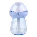 CaseyMilk Feeding Bottle Shaped Multifunctional Portable 240ml USB Humidifier Air Purifier Mist Maker with LED light For Home Office and Car-Blue