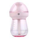 CaseyMilk Feeding Bottle Shaped Multifunctional Portable 240ml USB Humidifier Air Purifier Mist Maker with LED light For Home Office and Car-Pink