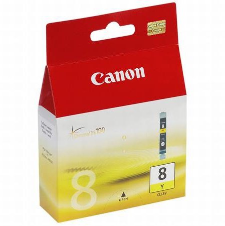 Canon CLI-8 Yellow Ink Tank For use with Pixma iP4200 iP4300 iP4500 iP5200 iP5200R iP5300 iP6600D MP500 MP510 MP530 MP600 MP600R MP610 MP800 MP800R MP810 MP830 MP830R MP950 MP960 MP970 MX850 Pro9000 Pro9000 Mark II.