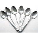 Casey Catering 6 Piece Stainless Steel Dinner Tea Spoons Set With Square Design Printed On Handle Retail Box No Warranty
