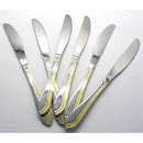 Casey Catering 6 Piece Stainless Steel Dinner Knives Set With Gold Wave Design Printed On Handle