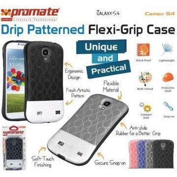 Promate Cameo.S4-Cameo-Drip Patterned Flexi-Grip Snap On Case for Samsung Galaxy S4-Blue 1 Year Warranty