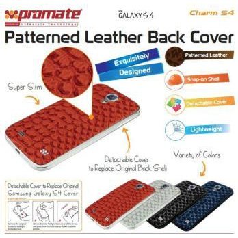 Promate Charm.S4 Premium Patterned-Leather Back Cover-for Samsung Galaxy S4-Blue 1 Year Warranty