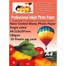 E-Box Resin Coated Glossy Photo Paper-Single sided A4 210x297mm-190gsm- 20 Sheets per pack