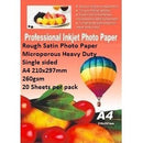E-Box Rough Satin Photo Paper- Microporous Coated Heavy Duty- Single sided A4 210x297mm-260gsm-20 Sheets per pack
