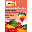 E-Box Satin Photo Paper- Microporous Coated Medium Duty - Single sided A4 210x297mm-190gsm-20 Sheets per pack
