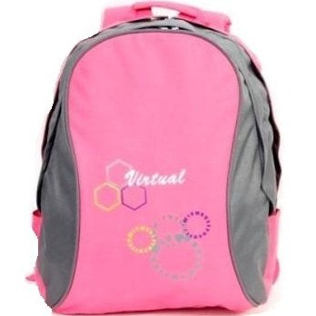Macaroni Ateneo Student Backpack - Lightweight Padded shoulder straps and Back Dual Main zippered compartments Top Grip Handle Waterproof Material–Two Ton Pink and Grey 1 year Limited Warranty