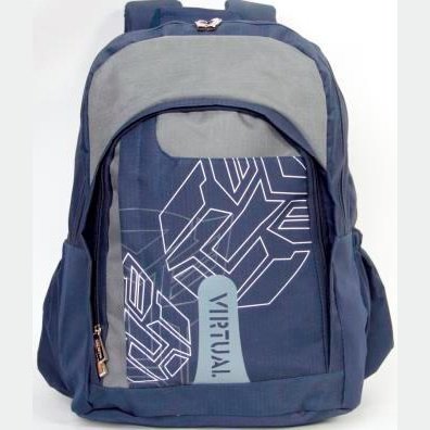 Macaroni Scolaro Universal Student Backpack-Lightweight Padded Back and shoulder straps Triple Main Plus One Side zippered compartments Top Grip HandleWaterproof Material-Two ToneBlue and Grey 1 year Limited Warranty