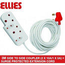 Ellies Side To Side Coupler 2 X 10A 1 X 5A + Surge-3 Metres, Sold As A Single Unit, 3 Months Warranty