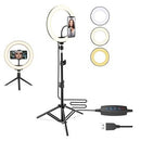 Geeko Multipurpose 14 Inch Usb Powered Selfie Led Ring Light With Extendable Telescopic Tripod Stand - 14 Inch Or 30.48 Cm Light Source, Easy 3 Colour Lighting Modes Controller And 10 X Adjustable Brightness Output Levels , Usb Powered, Supports Vertical