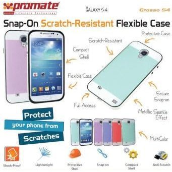 Promate Grosso-S4 Snap-On Scratch-Resistant Flexible Case-Pink , Retail Box, 1 Year Warranty