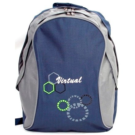 Macaroni Ateneo Universal Backpack- Lightweight Padded shoulder straps and Back Dual Main zippered compartmentsTop Grip Handle Waterproof Material–Two Tone Blue and Grey