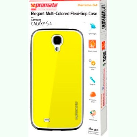 Promate Karizmo-S4 Elegant Flexi-Grip Case for Samsung Galaxy S4-Yellow 1 Year Warranty