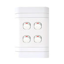 Lesco Flush Cover with 4 Lever 1 Way Switch - Voltage: 220-240V Amperage: 16A Height: 100mm Width: 50mm Material: Polycarbonate Colour White Sold as a Single unit 3 Months Warranty
