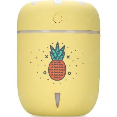 Casey Chamomile Pineapple Design Multifunctional Portable 200ml USB Humidifier Air Purifier Mist Maker with LED light For Home Office and Car-Yellow