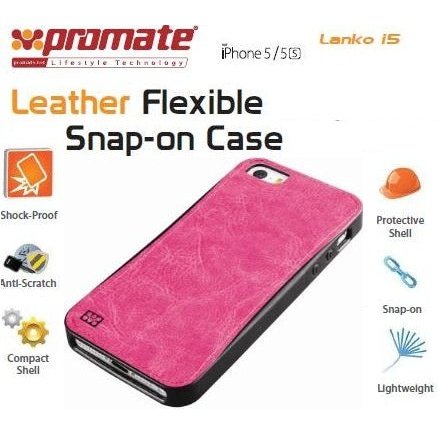 Promate Lanko.i5 iPhone 5 Hand-Crafted Leather Case Protective elegant & Flexible for iPhone 5/5s Colour:Pink Flexible snap-on case wrapped in hand crafted leather for iPhone5/5SLanko.i5 is an elegant case that protects your iPhone 5/5s in a high quali...