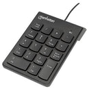 Manhattan USB Numeric Wired Keypad - USB Wired 18 Full-Size Keys Black Limited Lifetime Warranty