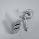 Nesty GRTA003 Dual USB Port Wall Charger- 2 Pin EU Power Adaptor 2 x USB Ports 2.4A Fast Quick Charging 100V-240V Input 5 Volt Output Includes 1 Metre Micro USB Cable Colour White