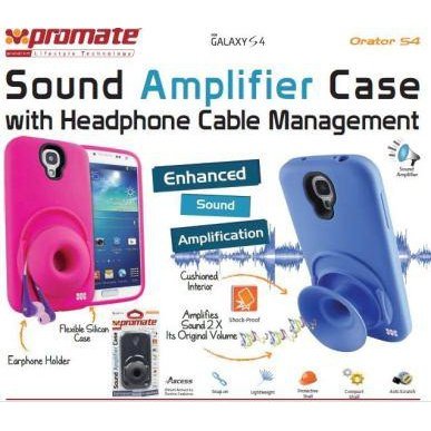 Promate Orator-S4 Sound Amplifier case for Samsung Galaxy S4 with headphone cable management Colour:Black 1 Year Warranty