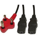 UniQue Dedicated Dual Head Power Cable 2.8m - Standard computer power cable with 3-prong dedicated plug on one end and 2 x kettle plug connections on the other. OEM