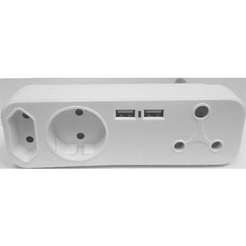 Noble Powerline Domestic 250V 5 Way Multiplug Adaptor-1 x 16A outlets 1 x Euro IEC 5A Outlet 1 x Schuko Outlet 2 x USB Charging Outlet Ports Flame-Retardant Material Material: Polycarbonate Colour White Sold as a Single unit 6 Months Warranty