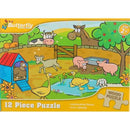 Butterfly 12 Piece A4 Wooden Puzzle Farm Animals- Interlocking Pieces 210 X 297Mm, Each Puzzle Contains A Full Size Poster, Retail Packaging, No Warranty